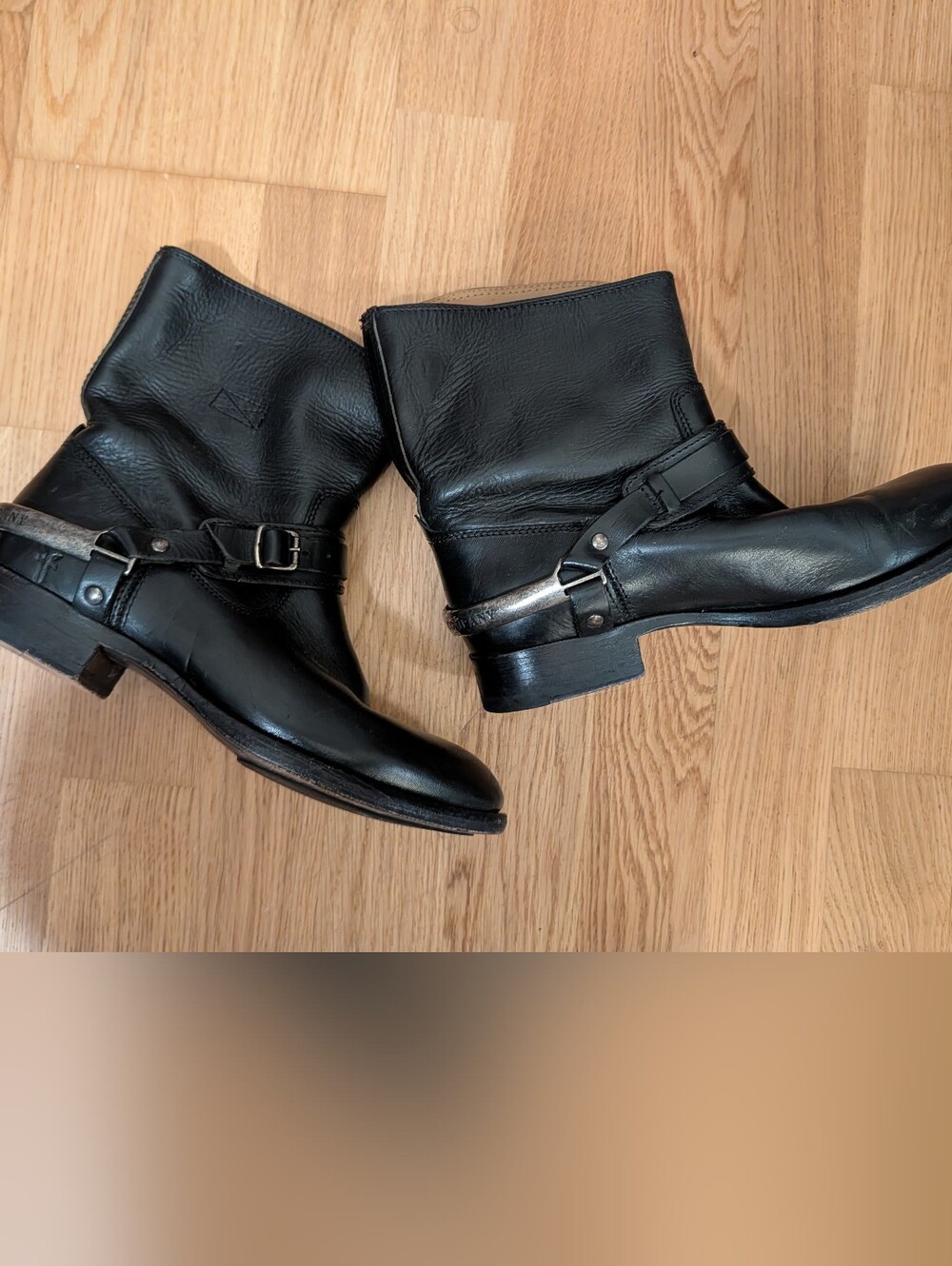 Frye Rare Black Leather Harness Motorcycle Boots